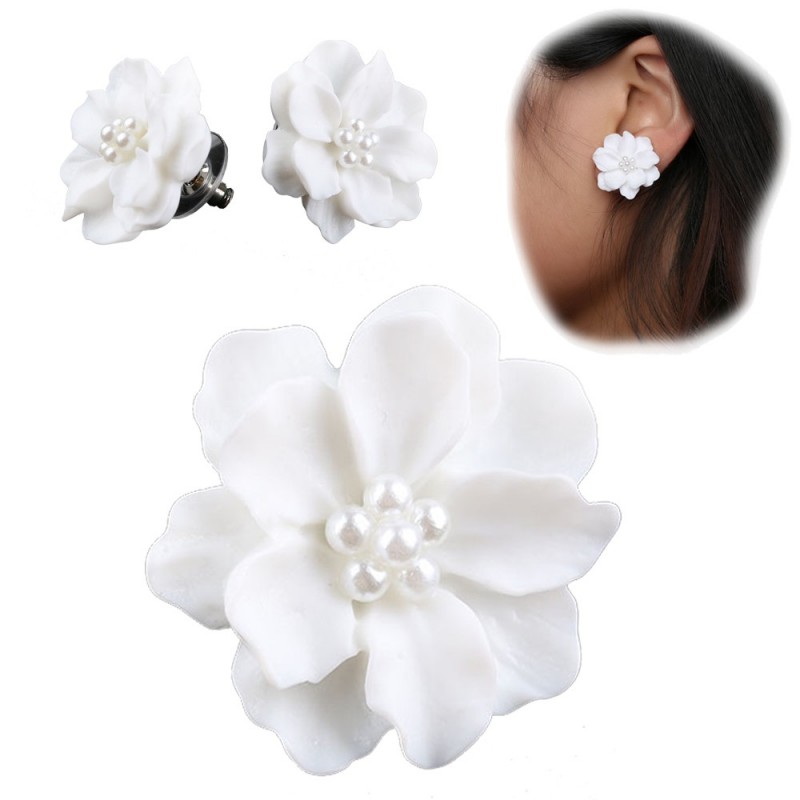 Pendientes Flores Magnolia Blanco (par)